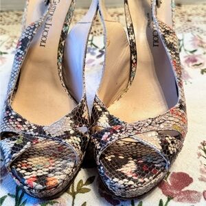 Gastone Lucioli Snakeskin Peep-Toe Heels, Size 38